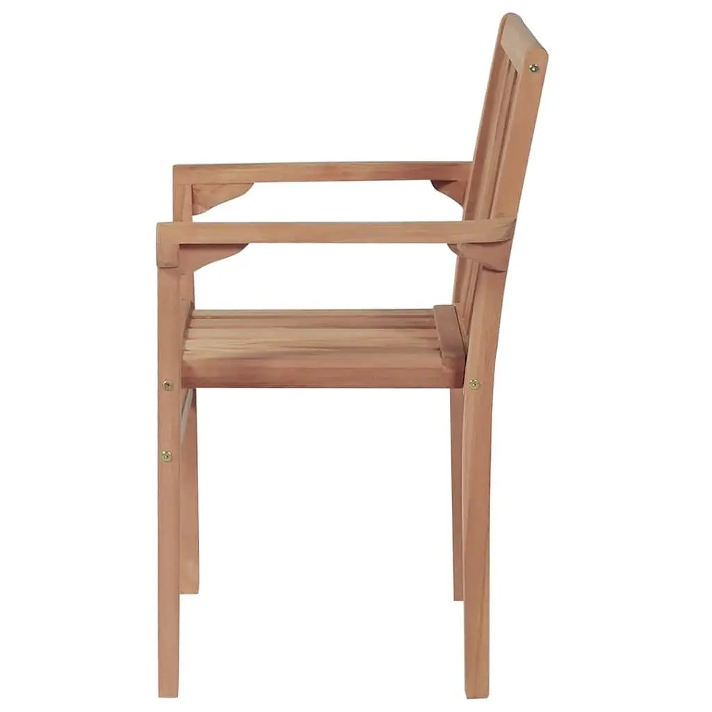 Stackable Outdoor Chairs Set 2 pcs Garden Patio Seating Teak Wood Brown