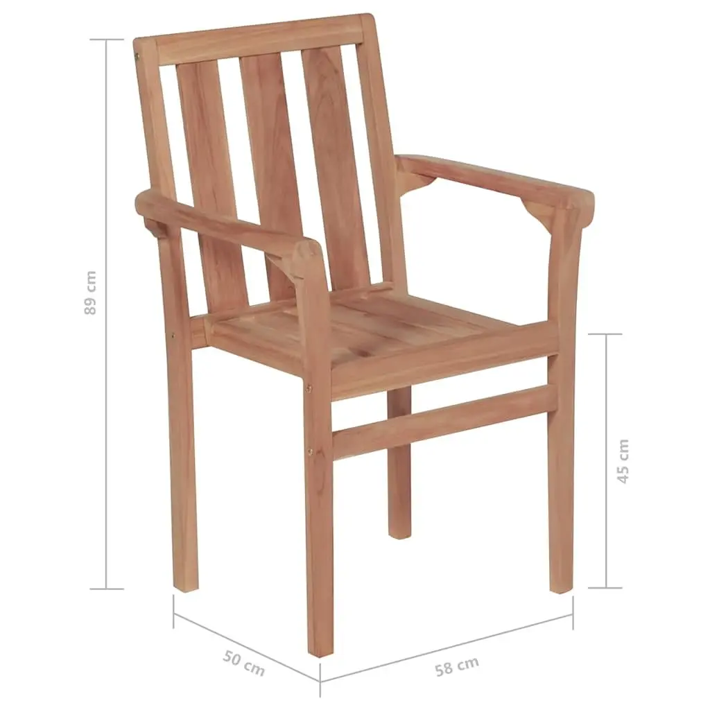 Stackable Outdoor Chairs Set 2 pcs Garden Patio Seating Teak Wood Brown