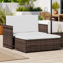 Outdoor Garden Sofa Set 2-Seater Rattan Lounge Patio Furniture Brown Modular