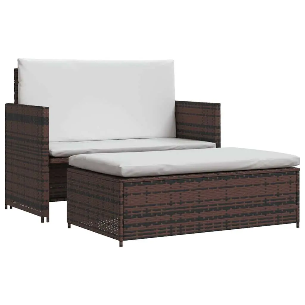 Rattan Sofa Set for Outdoor Garden Patio 2-Seater Brown Modular