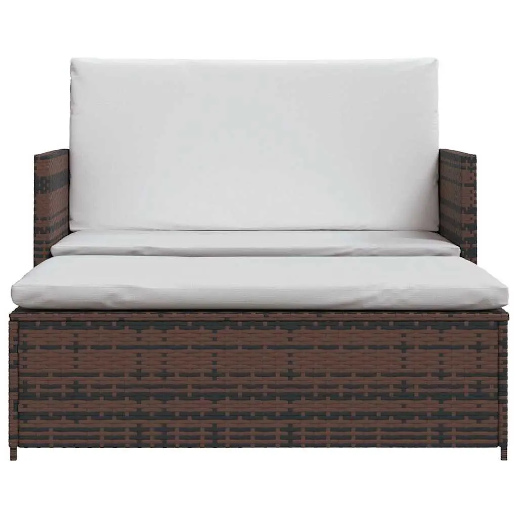 Rattan Sofa Set for Outdoor Garden Patio 2-Seater Brown Modular