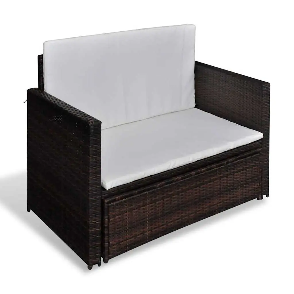 Rattan Sofa Set for Outdoor Garden Patio 2-Seater Brown Modular