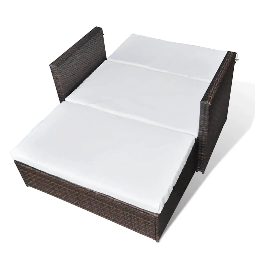Rattan Sofa Set for Outdoor Garden Patio 2-Seater Brown Modular