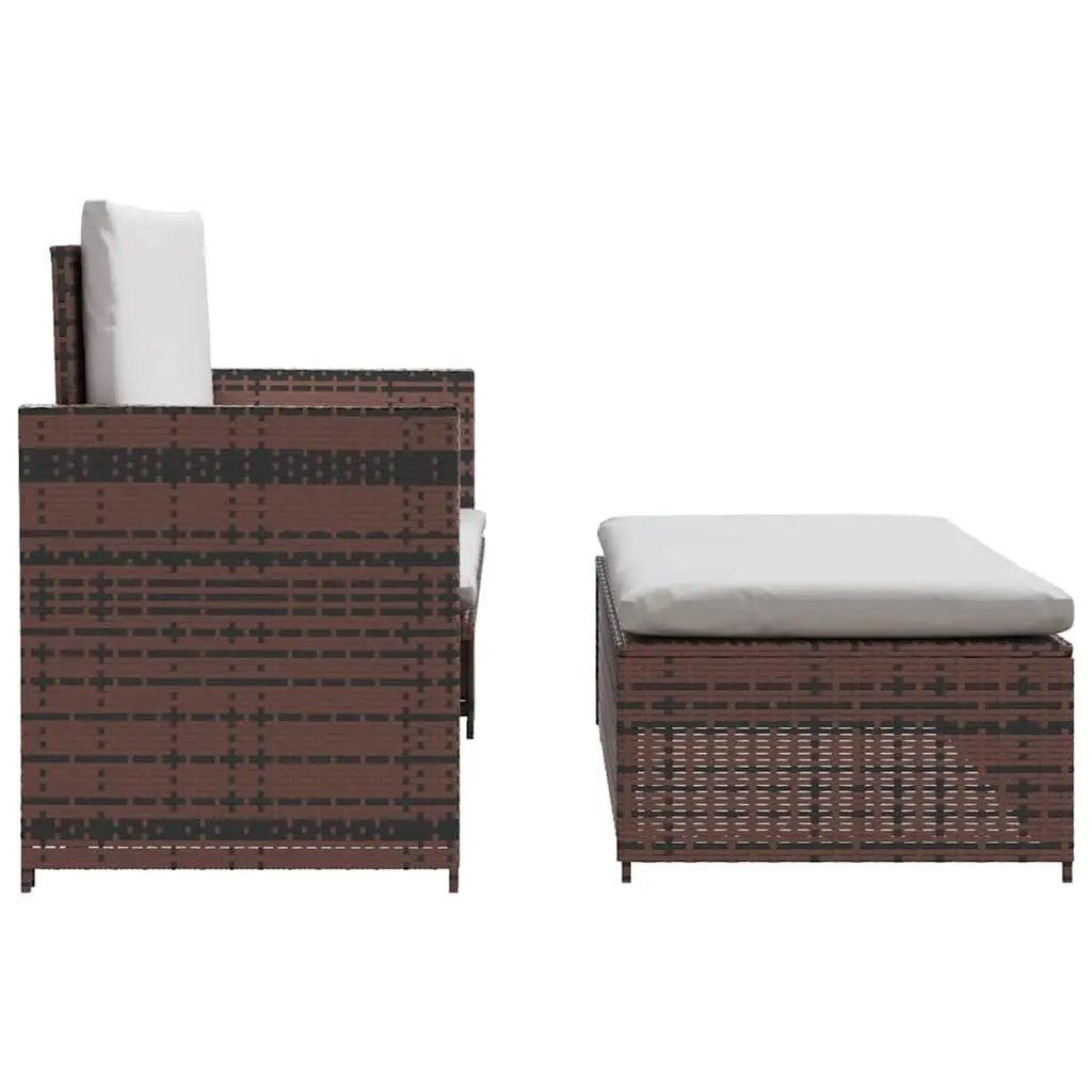 Rattan Sofa Set for Outdoor Garden Patio 2-Seater Brown Modular