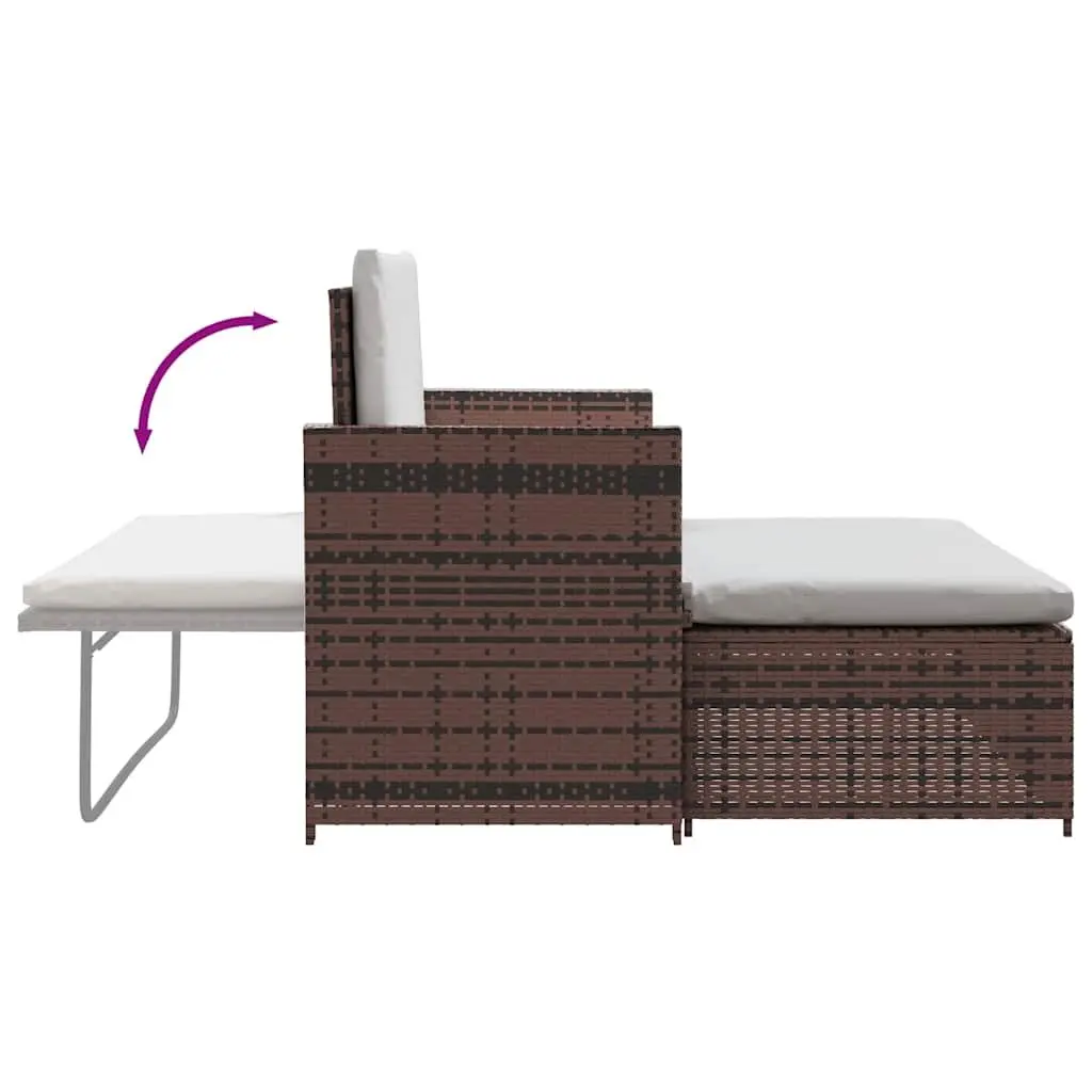 Rattan Sofa Set for Outdoor Garden Patio 2-Seater Brown Modular