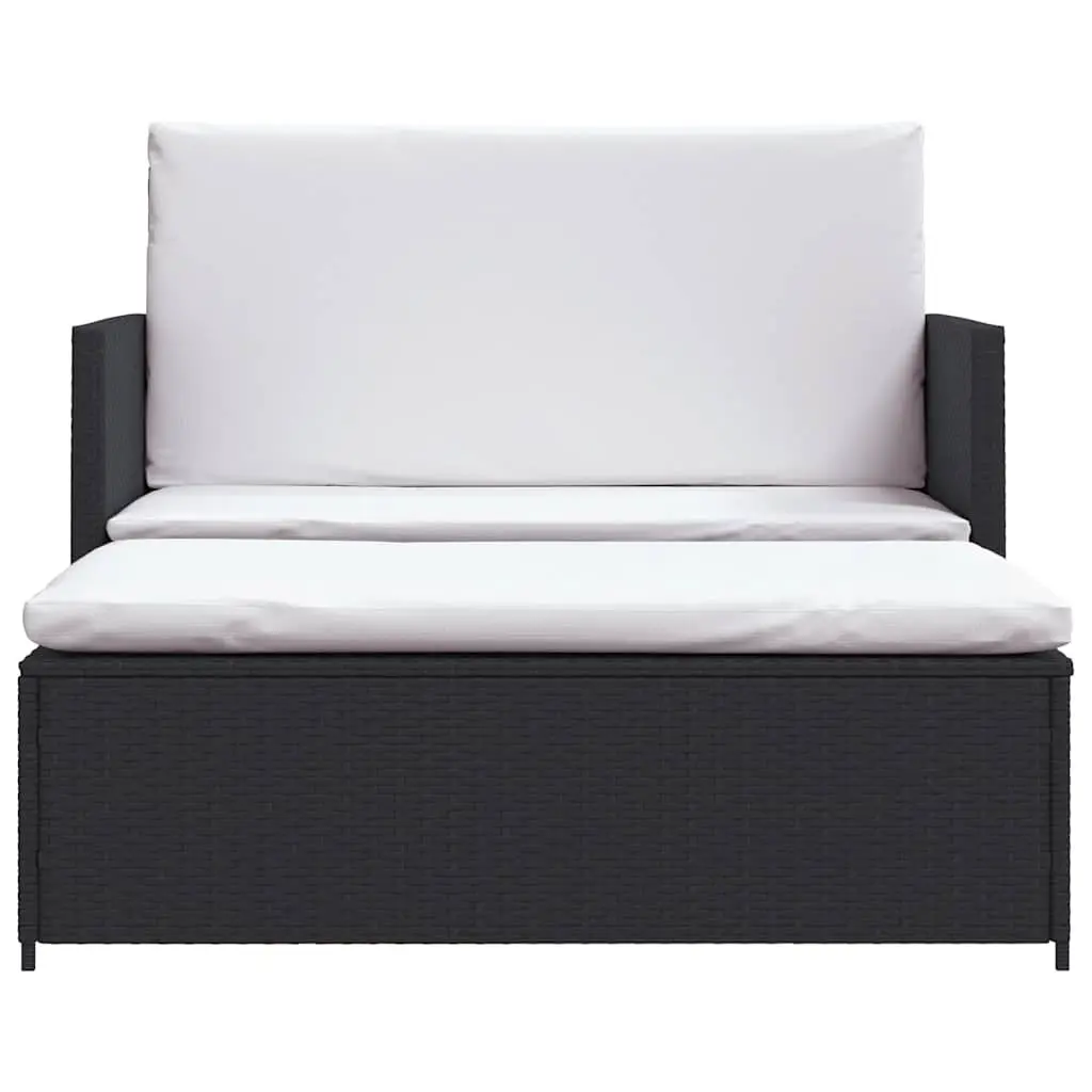 2 Piece Garden Lounge Set Outdoor Patio Sofa Stool Black