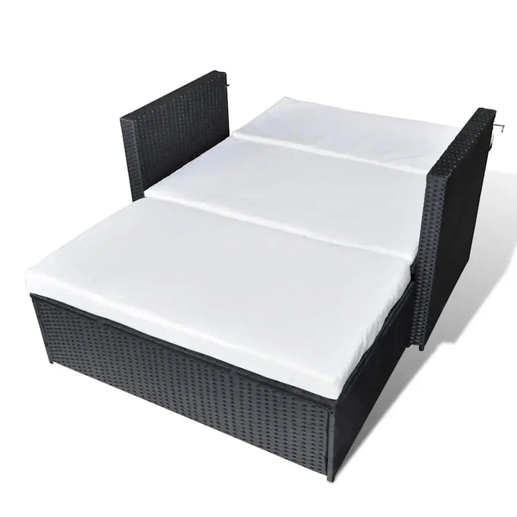2 Piece Garden Lounge Set Outdoor Patio Sofa Stool Black