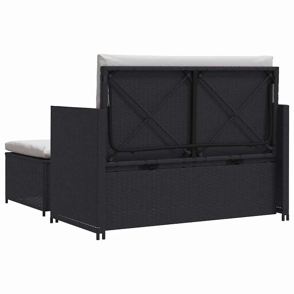 2 Piece Garden Lounge Set Outdoor Patio Sofa Stool Black