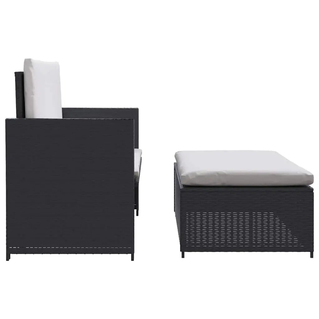 2 Piece Garden Lounge Set Outdoor Patio Sofa Stool Black