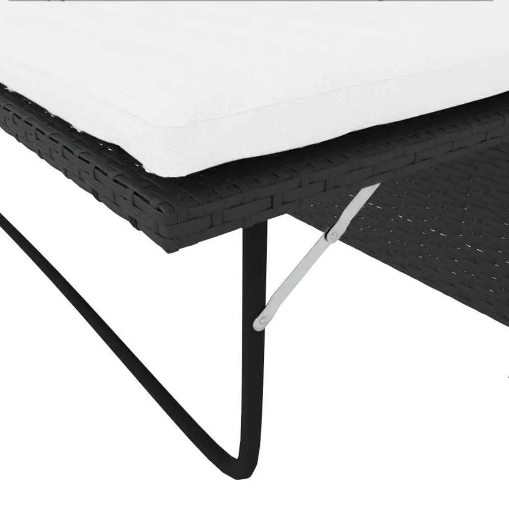 2 Piece Garden Lounge Set Outdoor Patio Sofa Stool Black