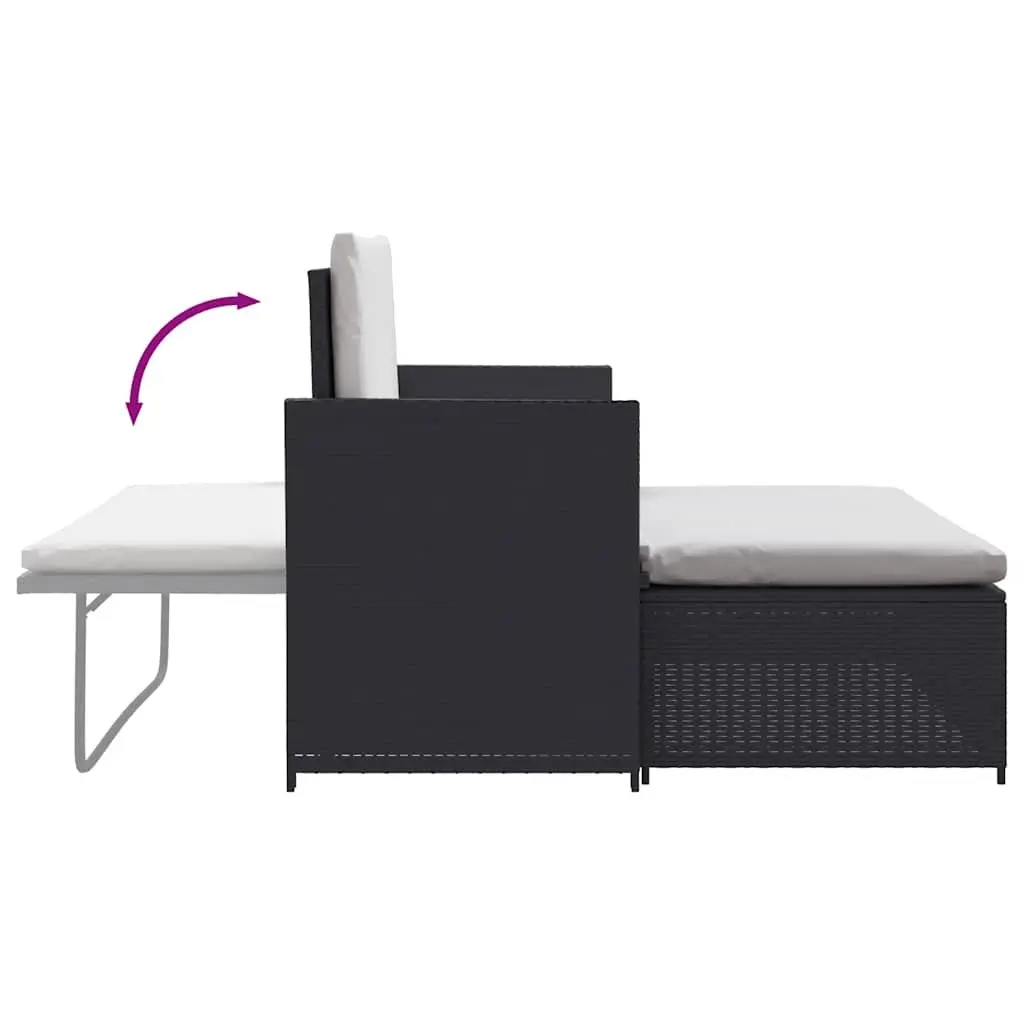 2 Piece Garden Lounge Set Outdoor Patio Sofa Stool Black