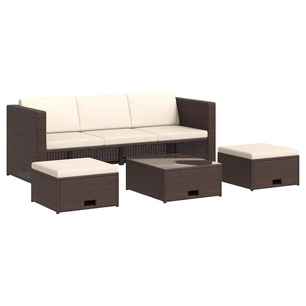 4 Piece Outdoor Garden Lounge Set Patio Sofa with Cushions Brown