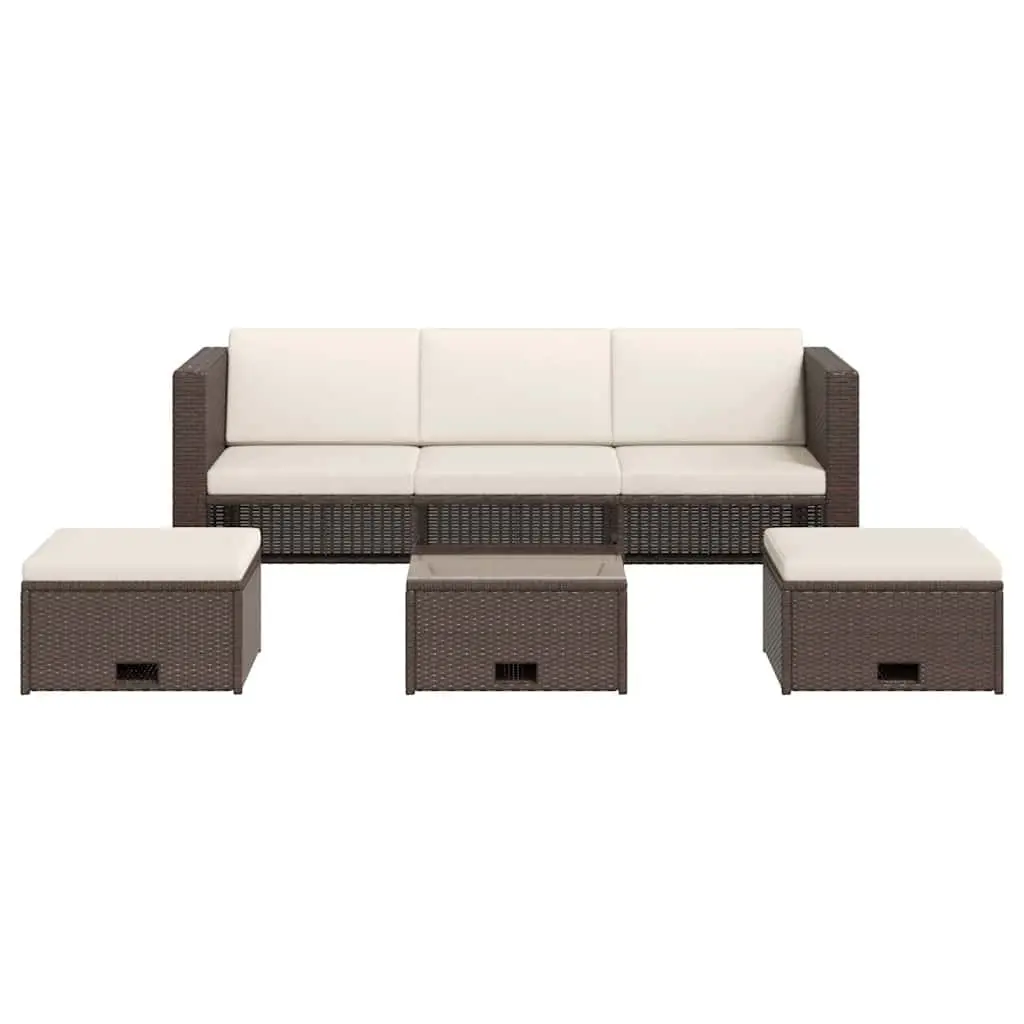 4 Piece Outdoor Garden Lounge Set Patio Sofa with Cushions Brown