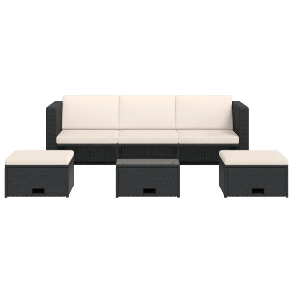4 Piece Garden Lounge Set Outdoor Furniture Poly Rattan Sofa with Cushions Black