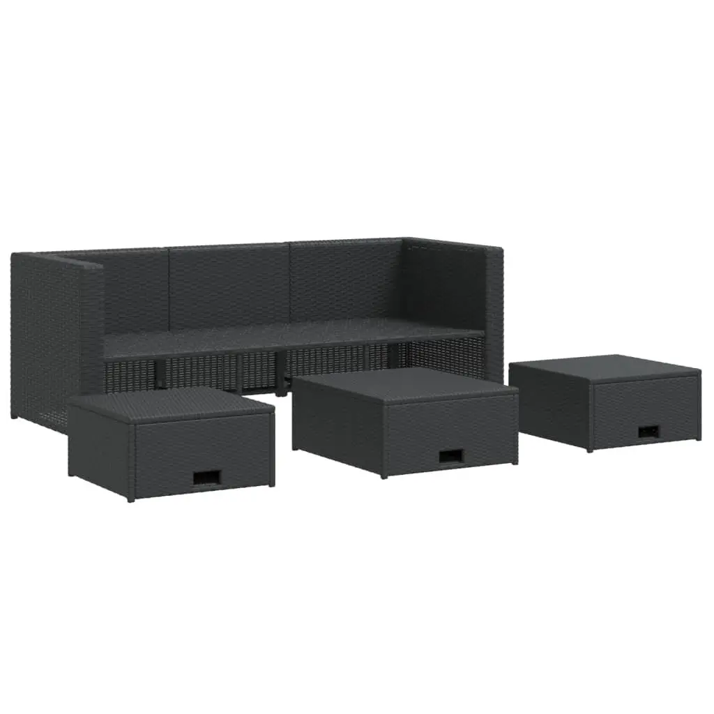 4 Piece Garden Lounge Set Outdoor Furniture Poly Rattan Sofa with Cushions Black