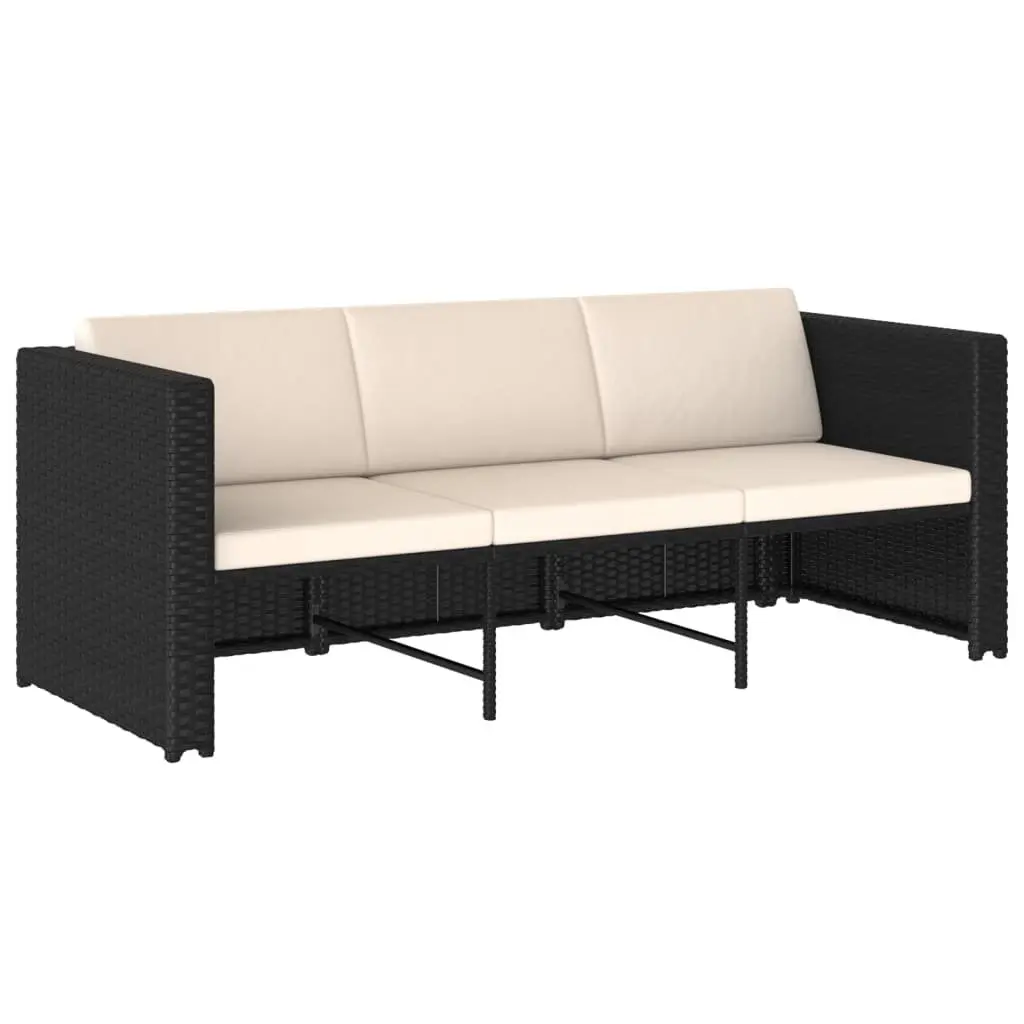 4 Piece Garden Lounge Set Outdoor Furniture Poly Rattan Sofa with Cushions Black