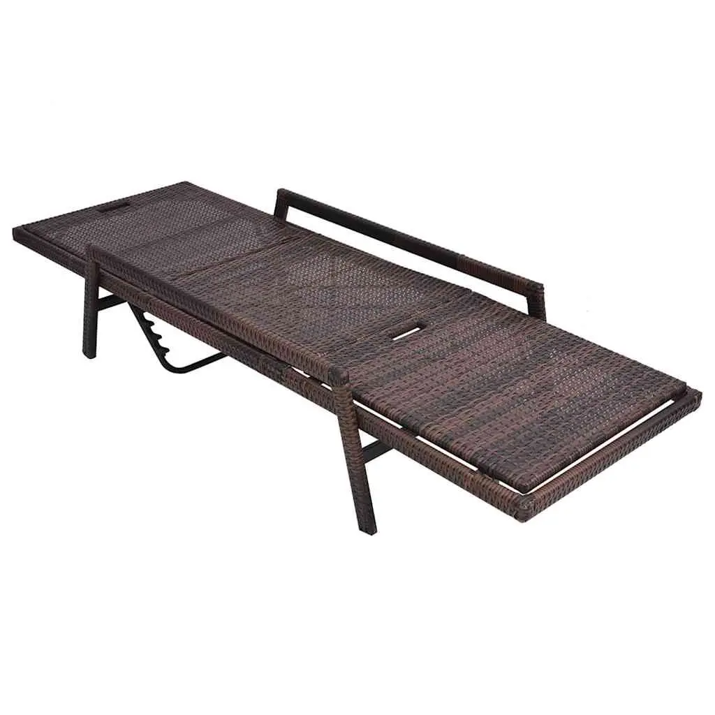 Sun Lounger Outdoor Patio Garden Reclining Chair with Cushion Brown
