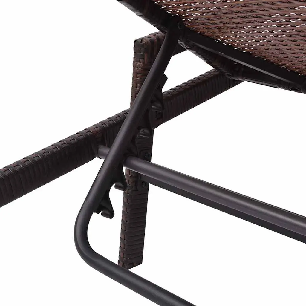 Sun Lounger Outdoor Patio Garden Reclining Chair with Cushion Brown