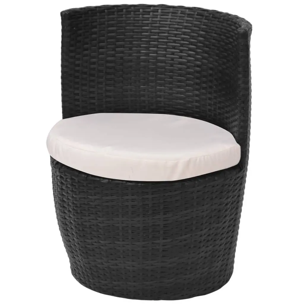 Rattan Bistro Set for Garden Patio 3 Piece with Table and Chairs and Cushions