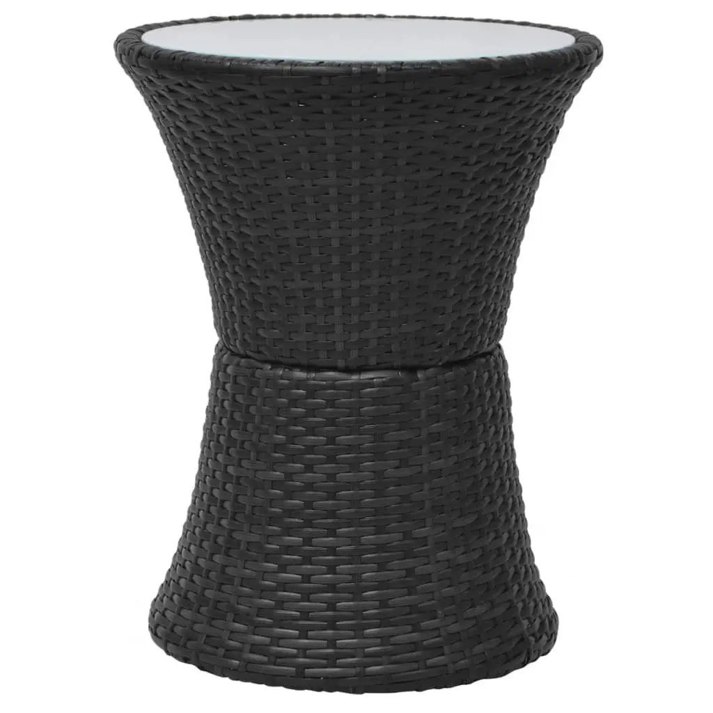 Rattan Bistro Set for Garden Patio 3 Piece with Table and Chairs and Cushions