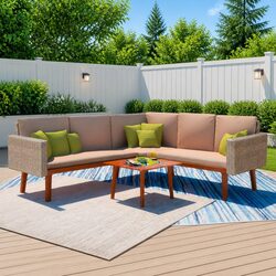 4 Piece Patio Sofa Set with Measurements and Materials
