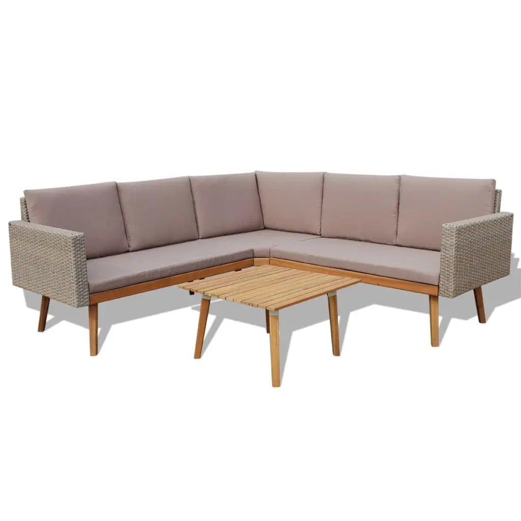 Garden Lounge Set Outdoor Furniture 4 Piece Poly Rattan Patio Sofa with Cushions