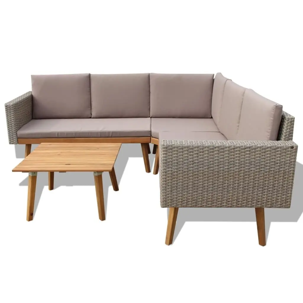 Garden Lounge Set Outdoor Furniture 4 Piece Poly Rattan Patio Sofa with Cushions