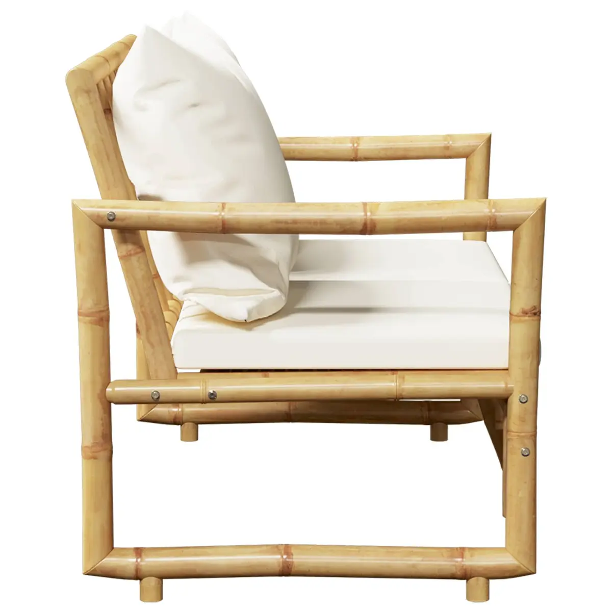 Bamboo Garden Bench Outdoor Sofa 2 Seater with Removable Cushions Brown