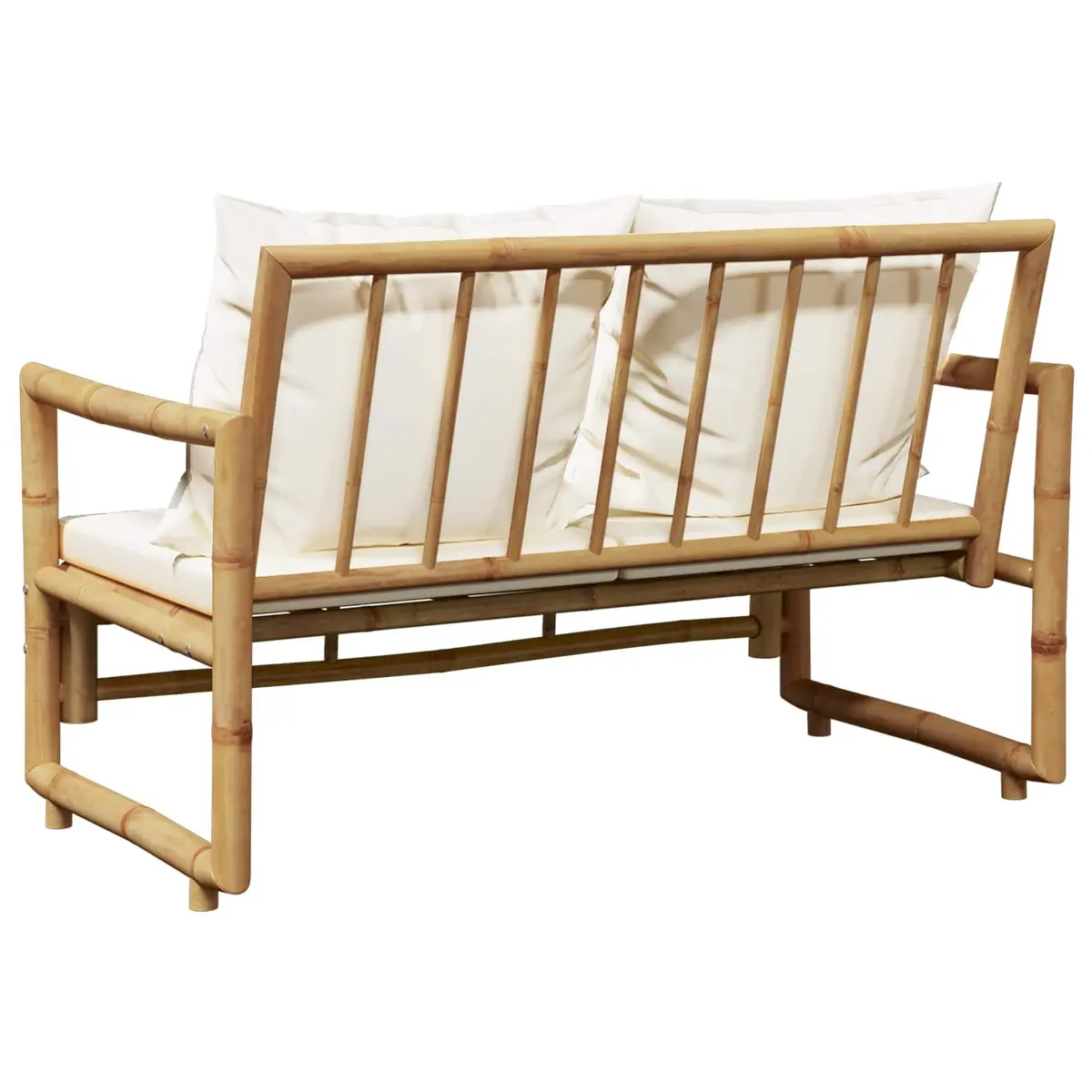Bamboo Garden Bench Outdoor Sofa 2 Seater with Removable Cushions Brown