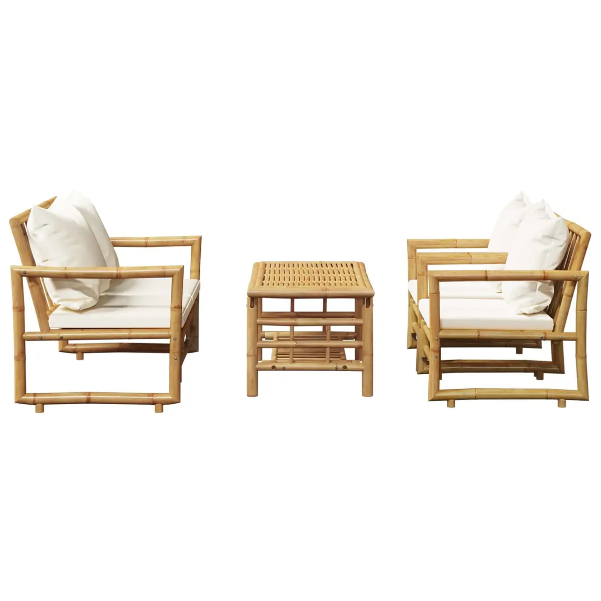 Bamboo Garden Lounge Set Outdoor Furniture 4 Piece with Cushions