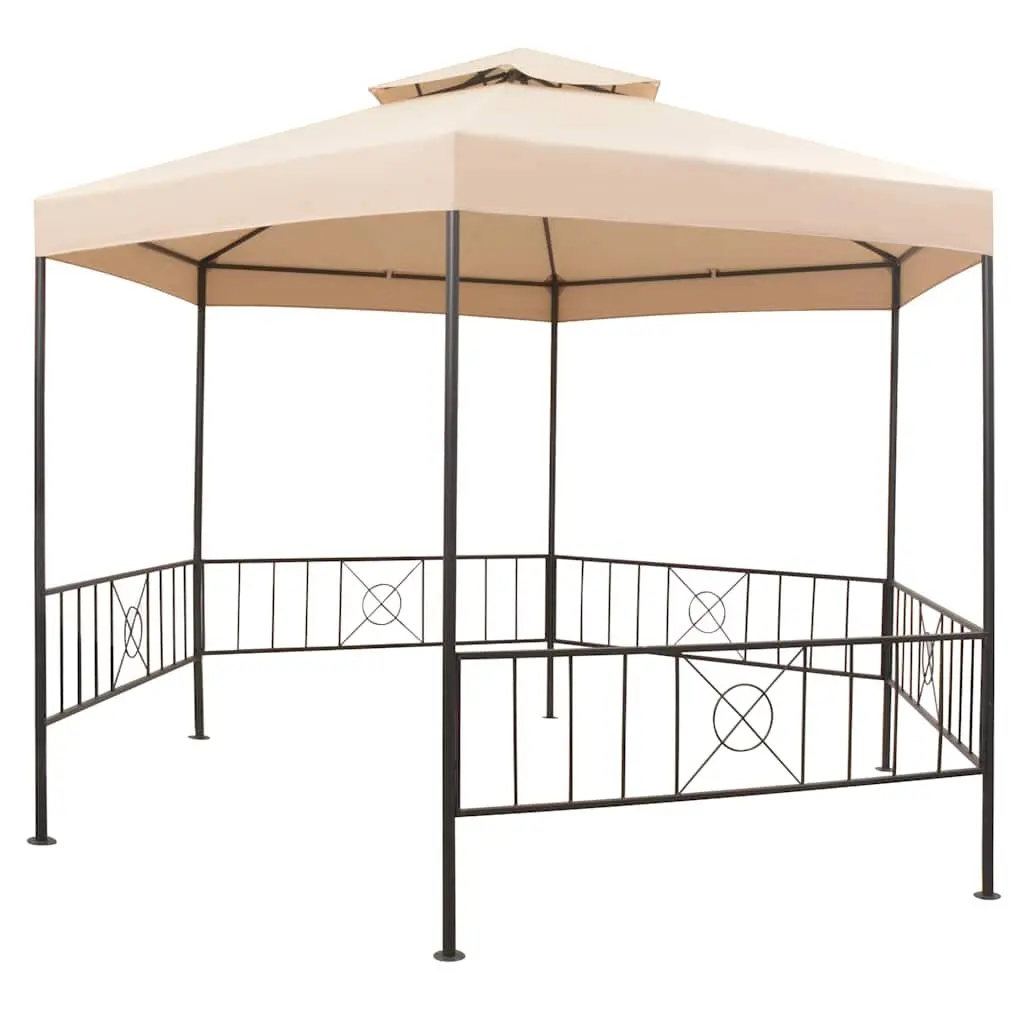 Hexagonal Garden Gazebo Marquee Pavilion Tent Outdoor Canopy Shade Beige