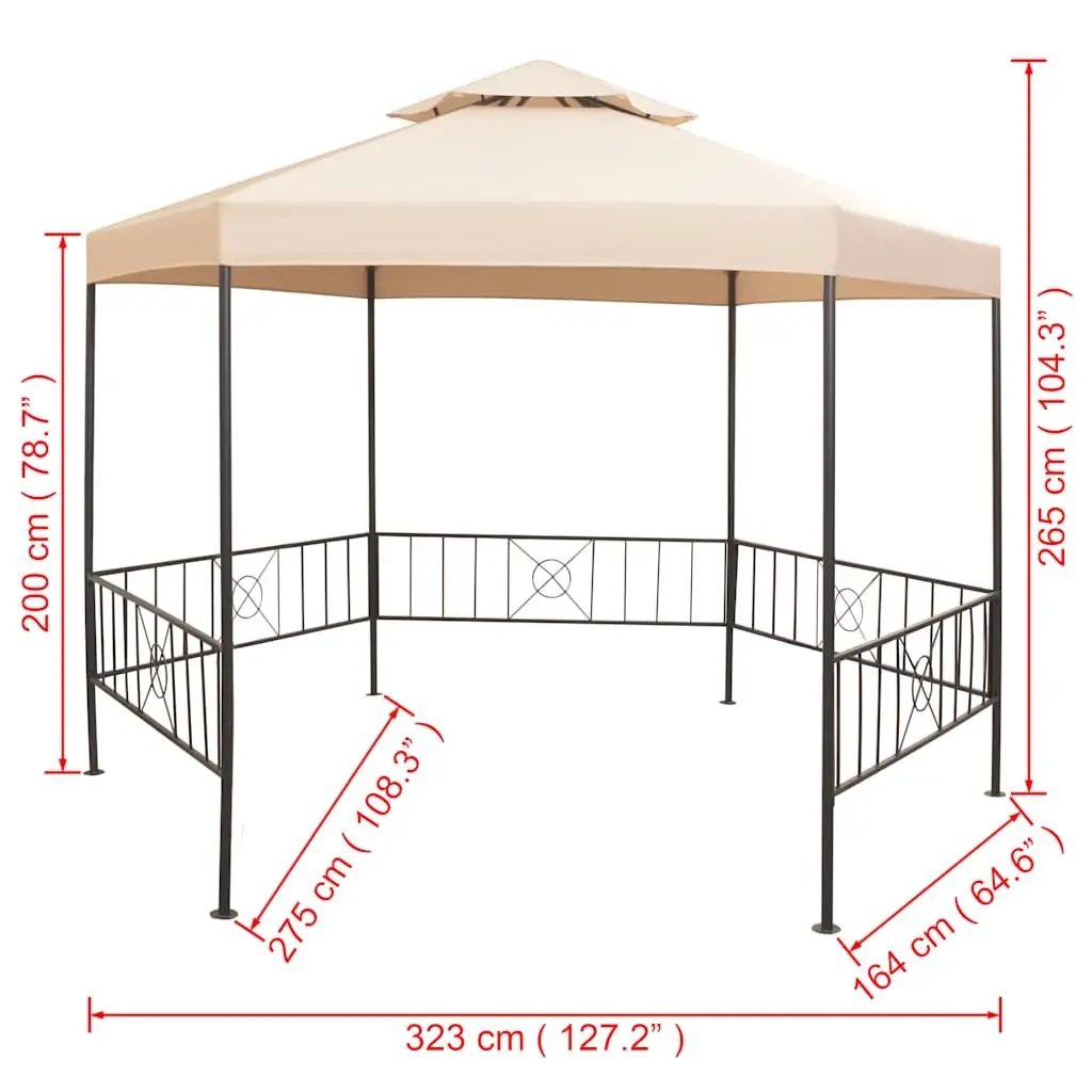 Hexagonal Garden Gazebo Marquee Pavilion Tent Outdoor Canopy Shade Beige