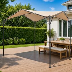 4x4 m Beige Gazebo Pavilion Tent with Steel Frame