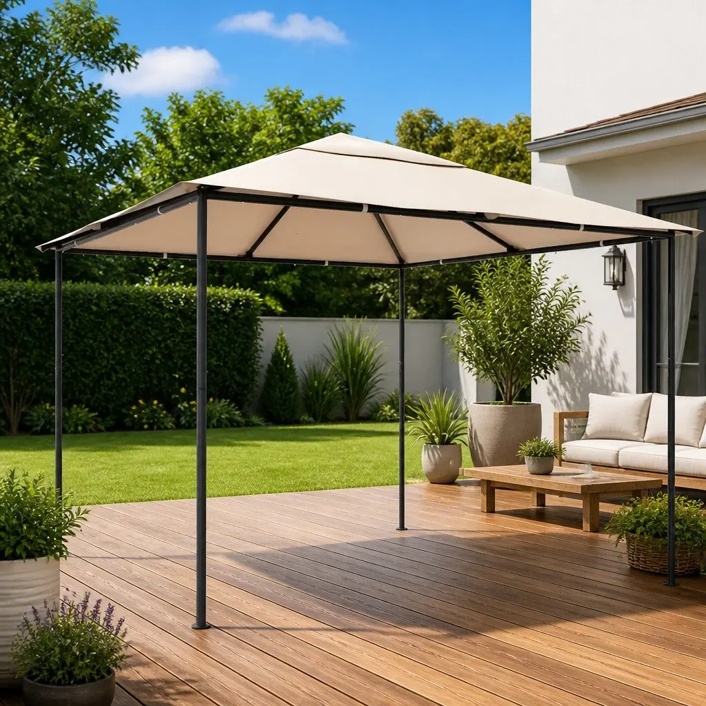 Gazebo Pavilion Tent Canopy 4x4m Beige