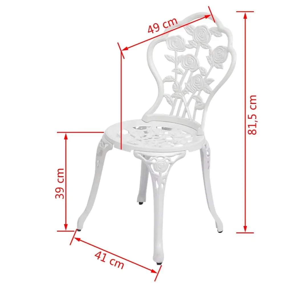 Outdoor Bistro Chairs Garden Patio 2 Piece White Floral