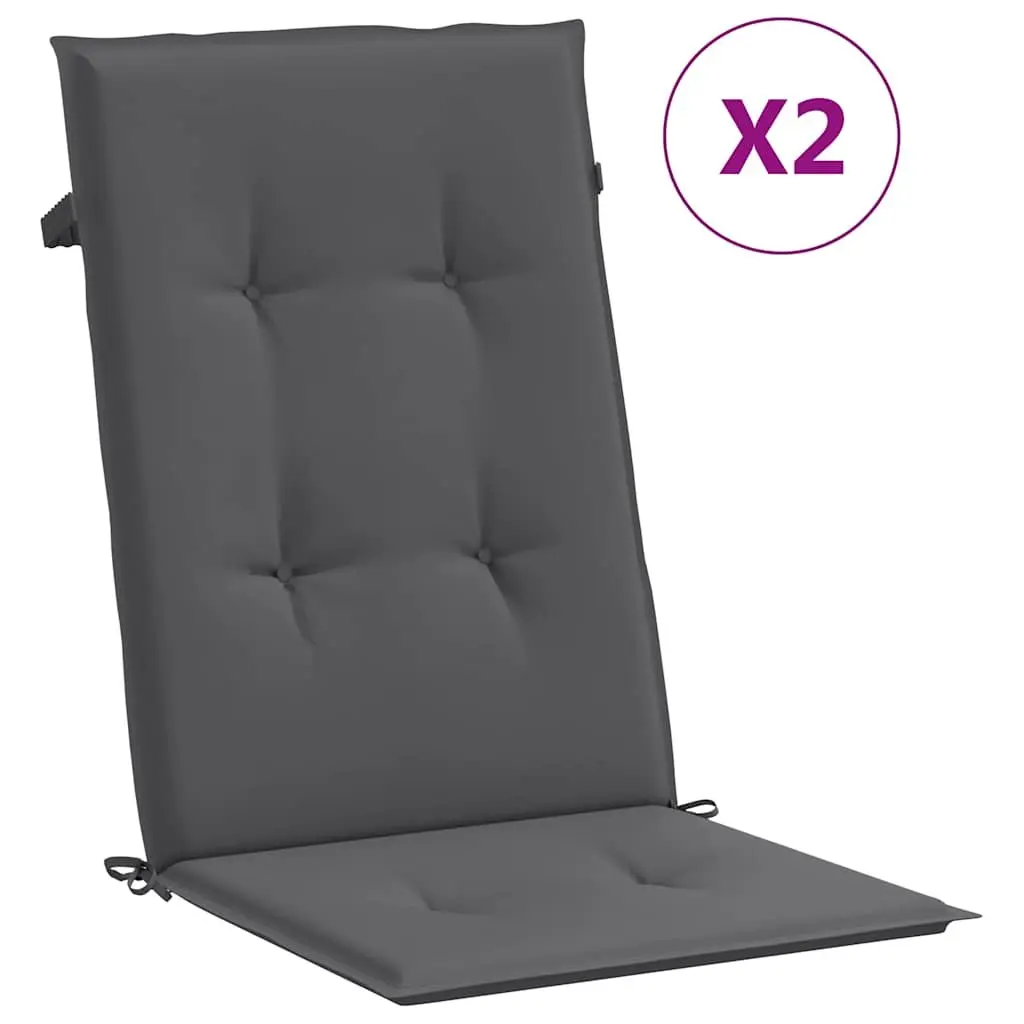Highback Chair Cushions 2 Pack Outdoor Patio 120x50x2 cm Anthracite