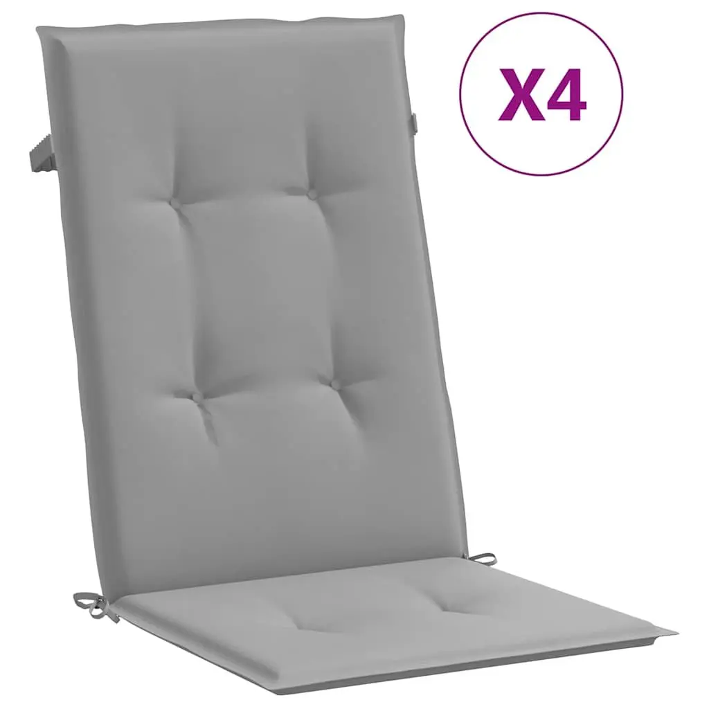 Highback Chair Cushions Outdoor Patio 120x50x3 cm Grey 4 Pieces