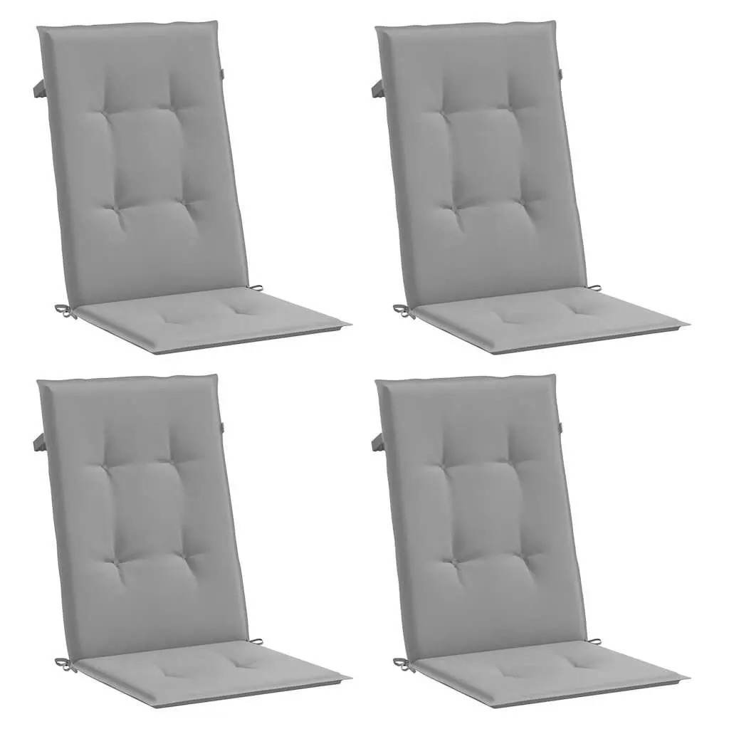 Highback Chair Cushions Outdoor Patio 120x50x3 cm Grey 4 Pieces
