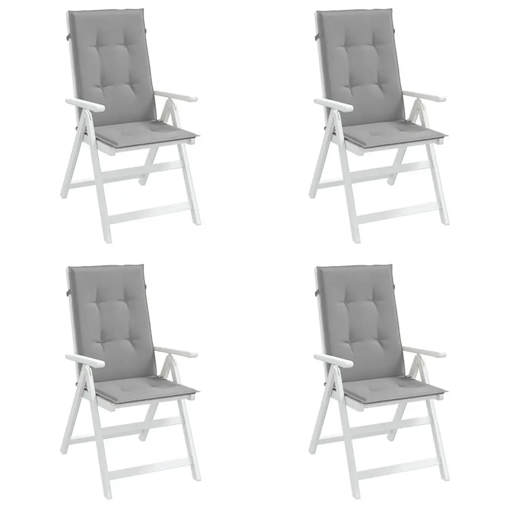 Highback Chair Cushions Outdoor Patio 120x50x3 cm Grey 4 Pieces