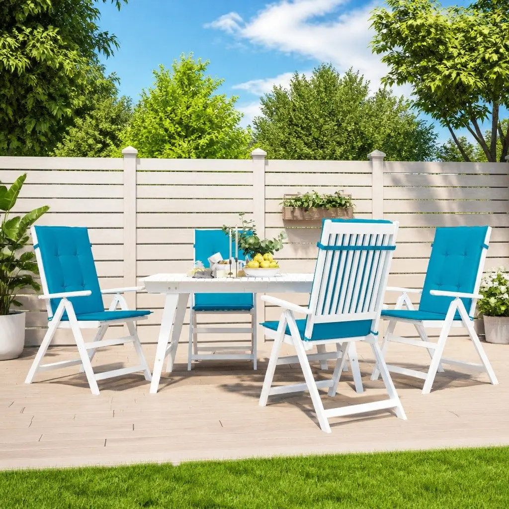 Highback Cushions Outdoor Seating Pad Blue 120x50x3cm 4 Piece for Garden Patio and Indoor Chairs