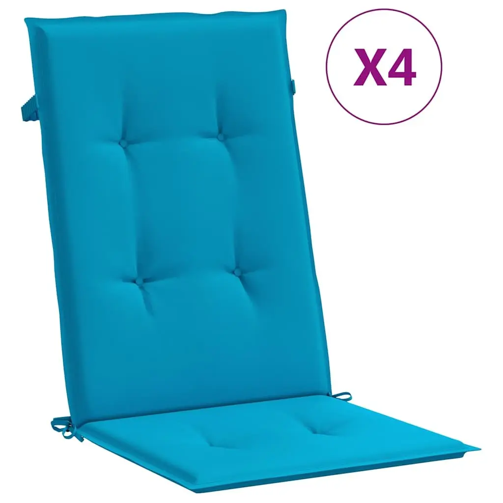 Highback Cushions Outdoor Seating Pad Blue 120x50x3cm 4 Piece for Garden Patio and Indoor Chairs