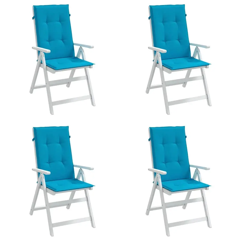 Highback Cushions Outdoor Seating Pad Blue 120x50x3cm 4 Piece for Garden Patio and Indoor Chairs
