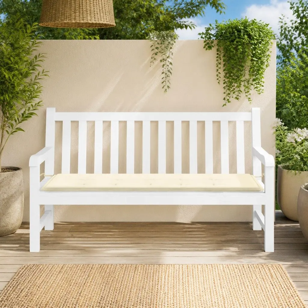 Garden Bench Cushion Cream Outdoor Patio Seat Pad 150 x 50 x 3 cm Water-Resistant Oxford Fabric