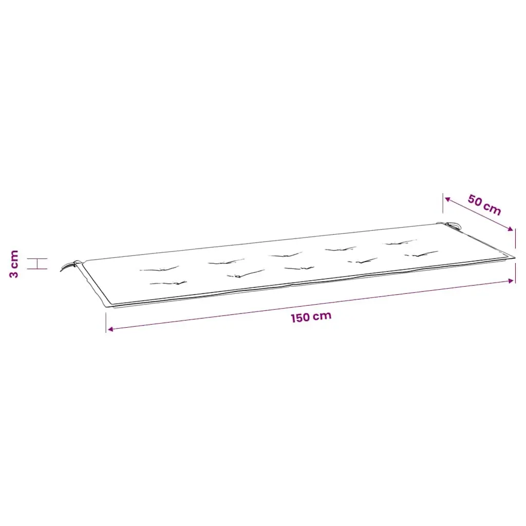 Garden Bench Cushion Cream Outdoor Patio Seat Pad 150 x 50 x 3 cm Water-Resistant Oxford Fabric