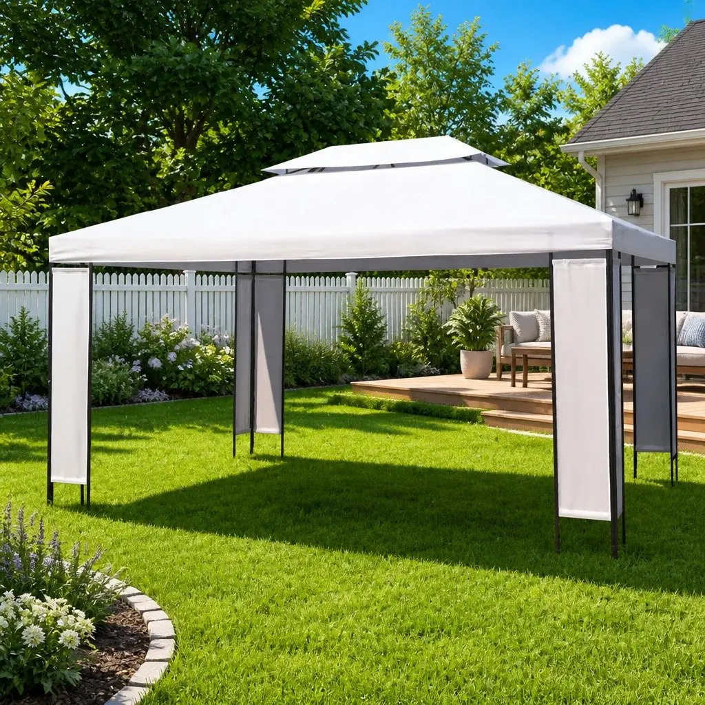 3x4 m White Canopy Gazebo with Vented Roof
