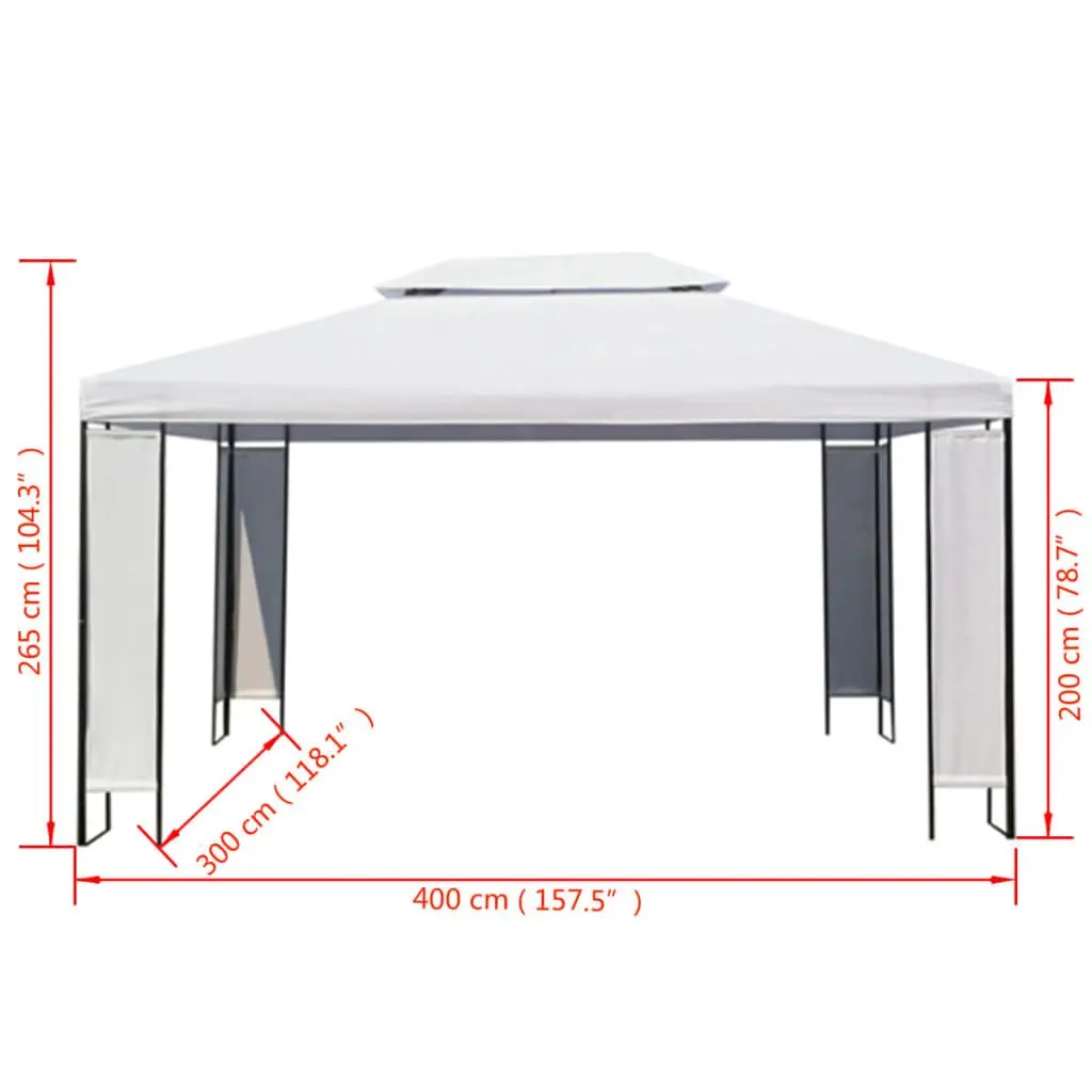 3x4 m White Canopy Gazebo with Vented Roof