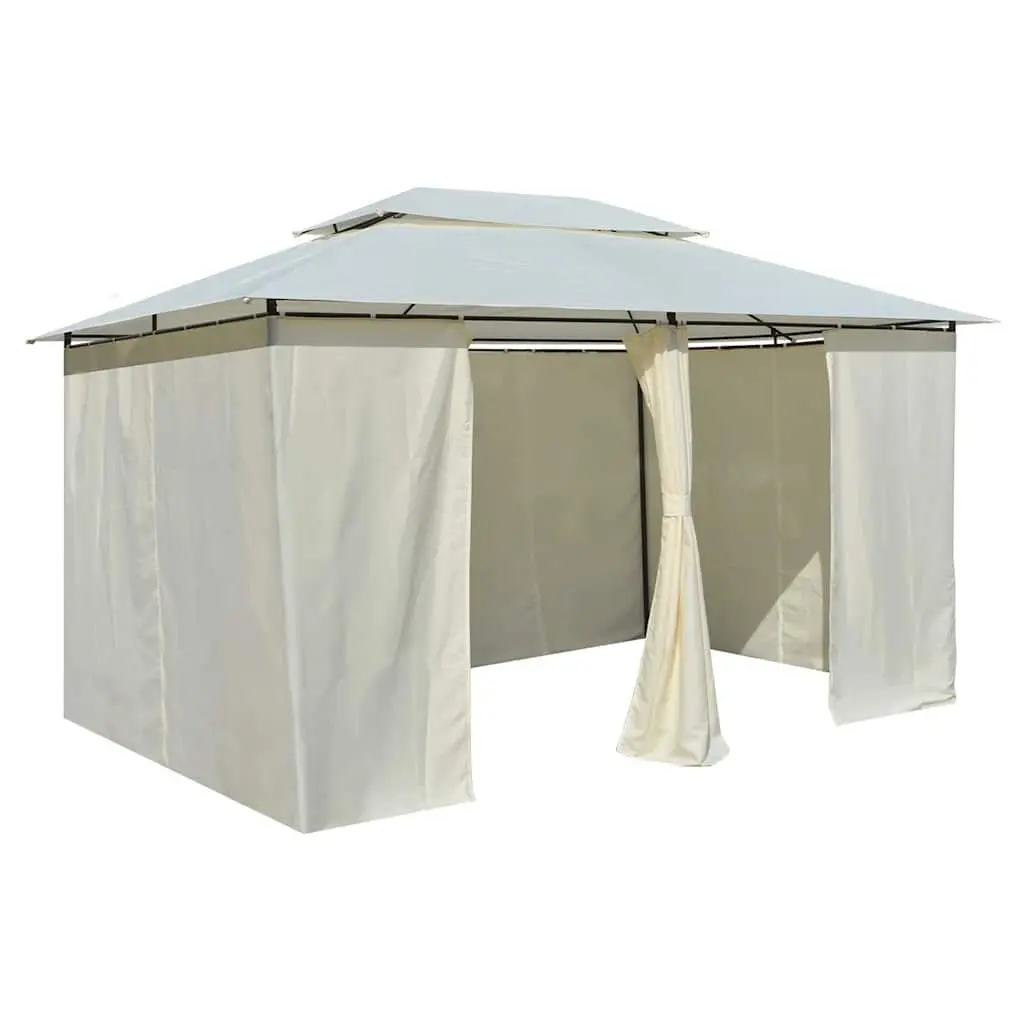 Garden Marquee Gazebo with Curtains 4x3 m White Outdoor Party Tent Canopy