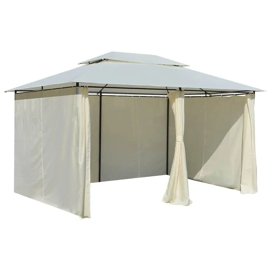 Garden Marquee Gazebo with Curtains 4x3 m White Outdoor Party Tent Canopy
