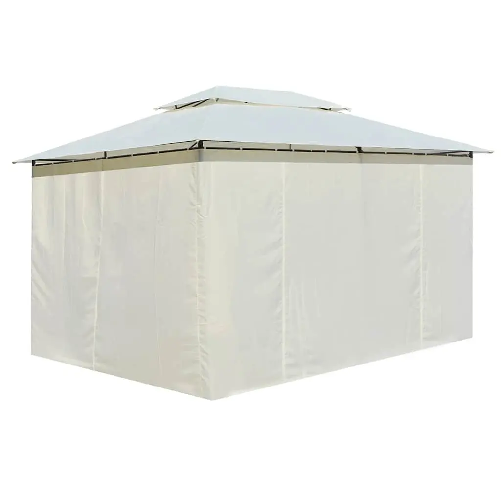 Garden Marquee Gazebo with Curtains 4x3 m White Outdoor Party Tent Canopy
