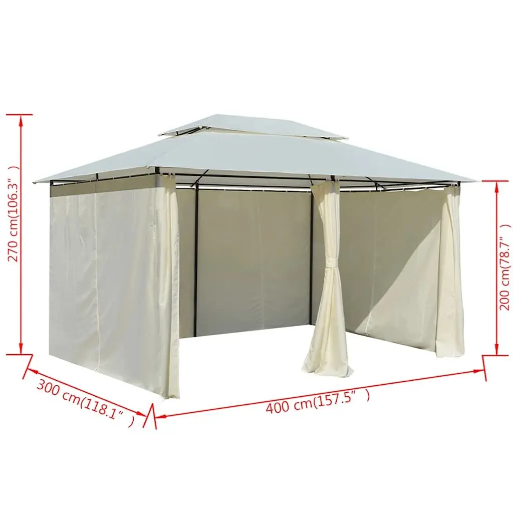 Garden Marquee Gazebo with Curtains 4x3 m White Outdoor Party Tent Canopy